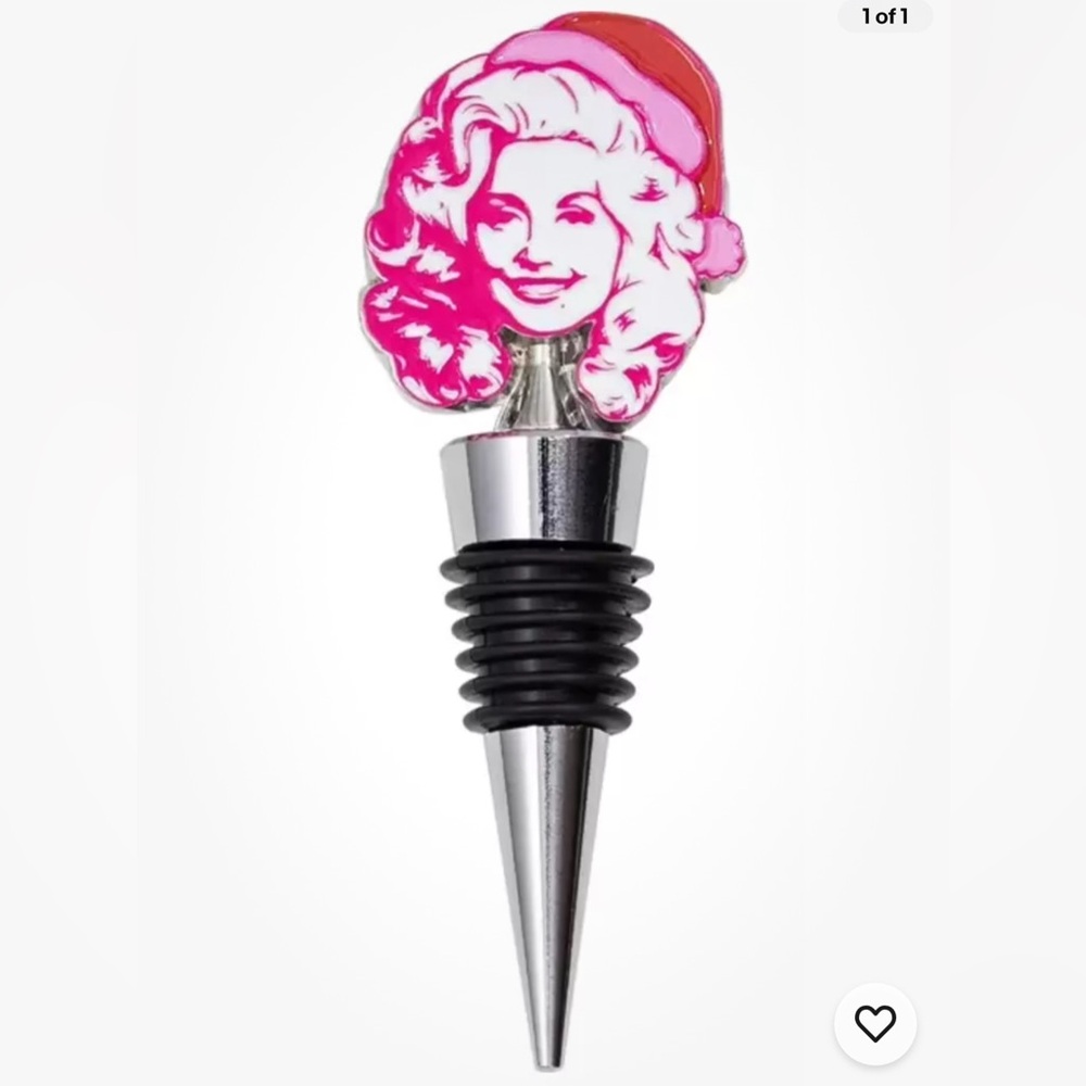 Viral Dolly Parton Christmas Bottle Stopper Cork Pink Red Santa Hat Wine…